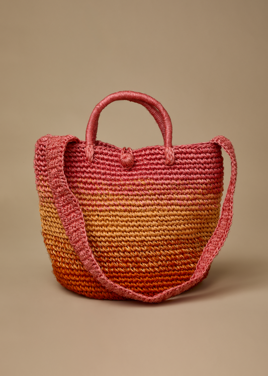 Basket Fique Crossbody Degradé - Mandarine