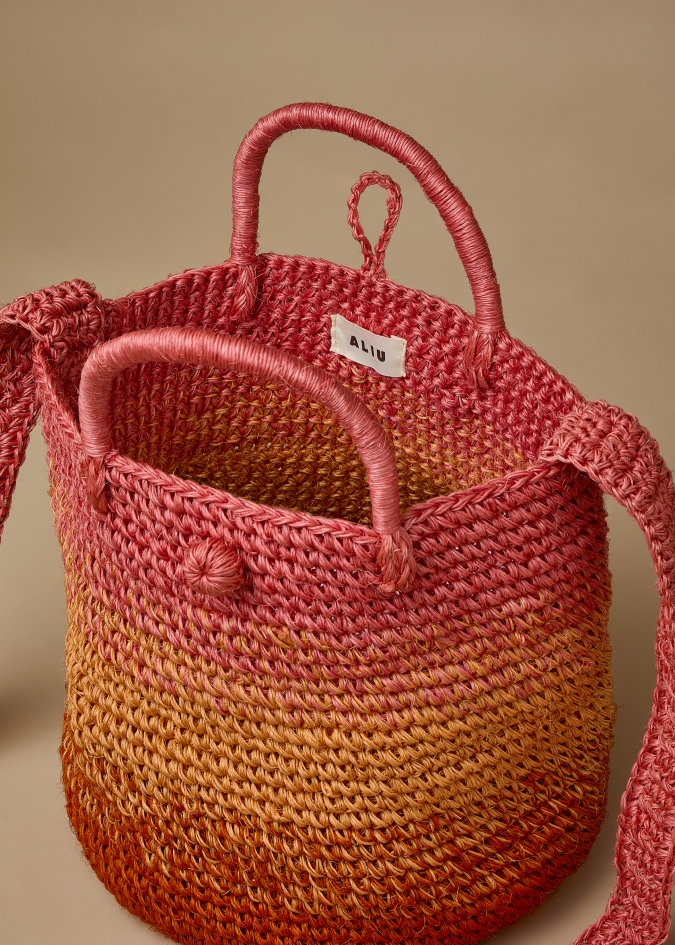 Basket Fique Crossbody Degradé - Mandarine