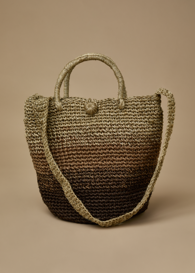 Basket Fique Crossbody Degradé - Camel