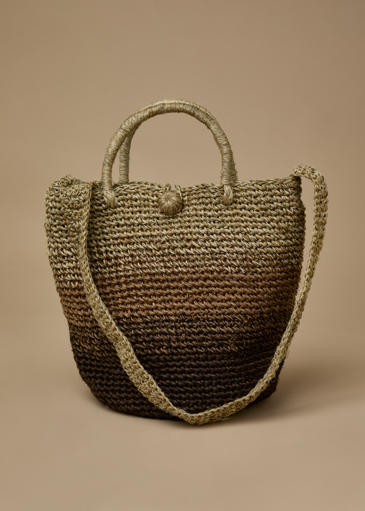 Basket Fique Crossbody Degradé - Camel