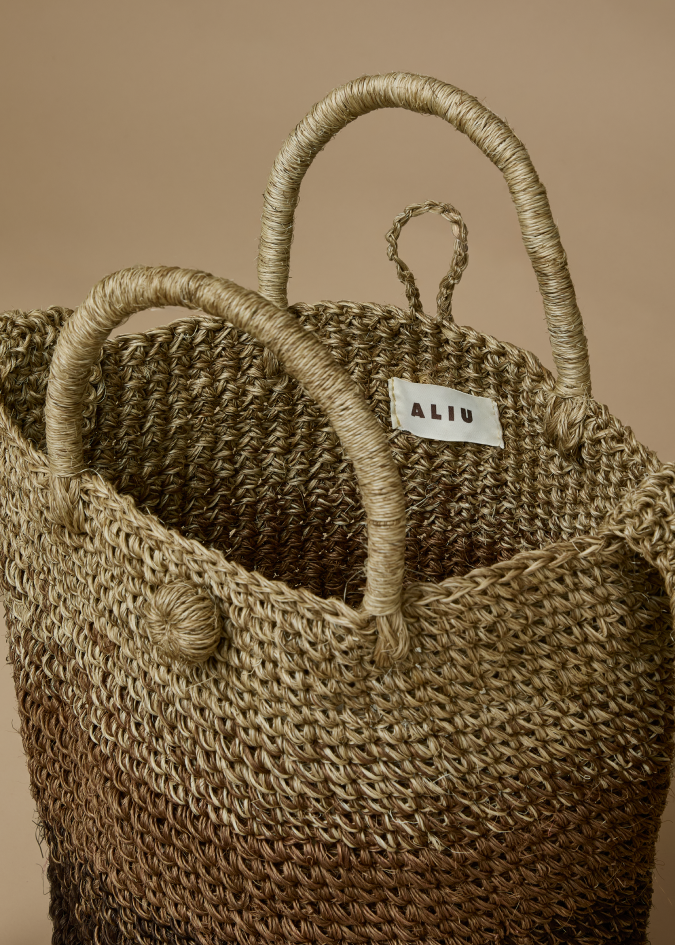 Basket Fique Crossbody Degradé - Camel