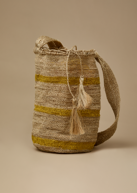 Crossbody Fique Stripes Mustard Ecru