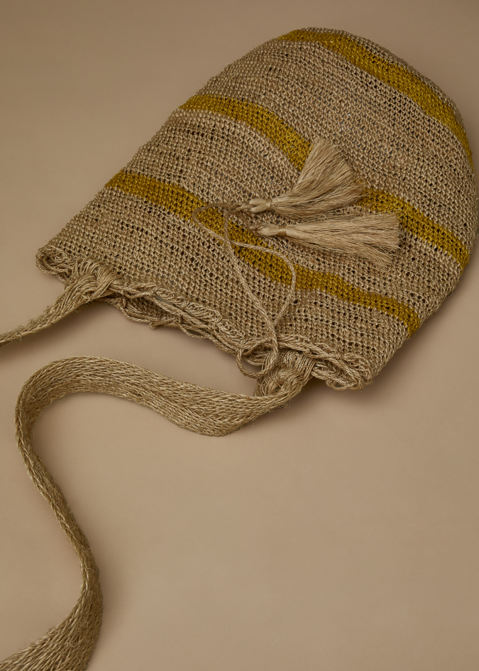 Crossbody Fique Stripes Mustard Ecru