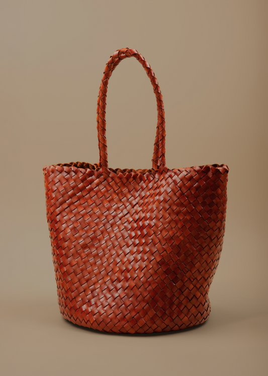 Leather Intrecciato Cognyac