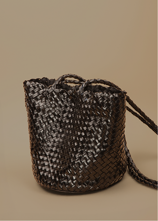 Leather Intrecciato Crossbody Black