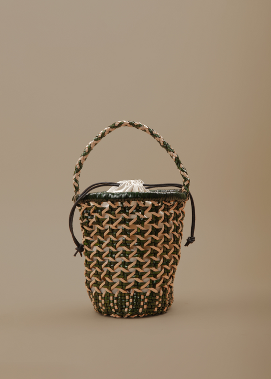 Leather Crossbody Chesca Green/Biege