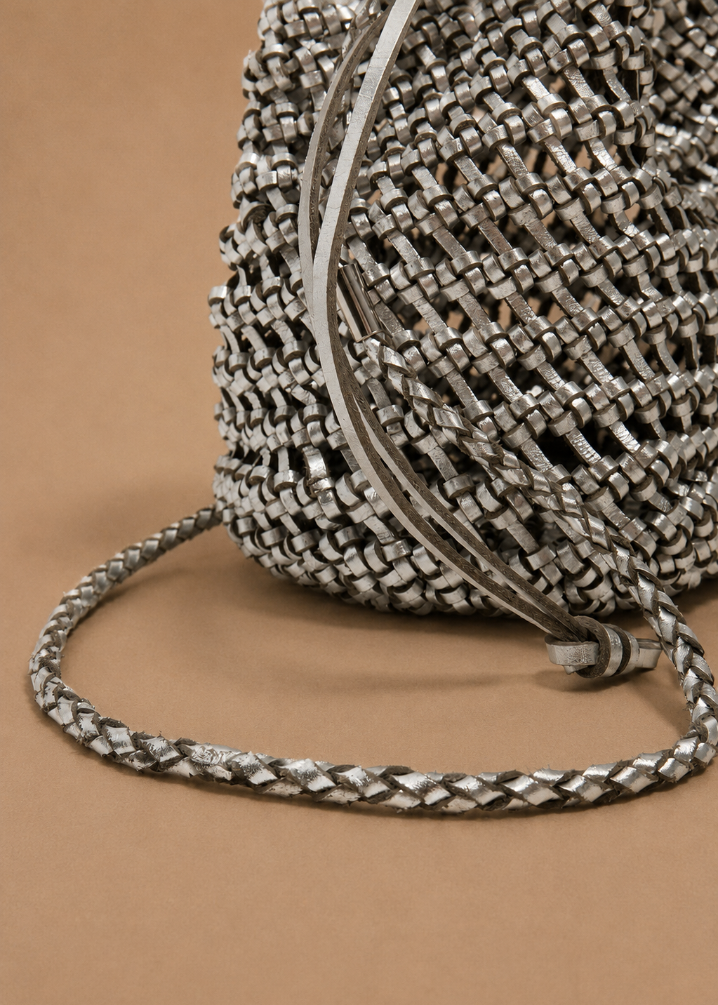 Leather Nest Bucket - Silver
