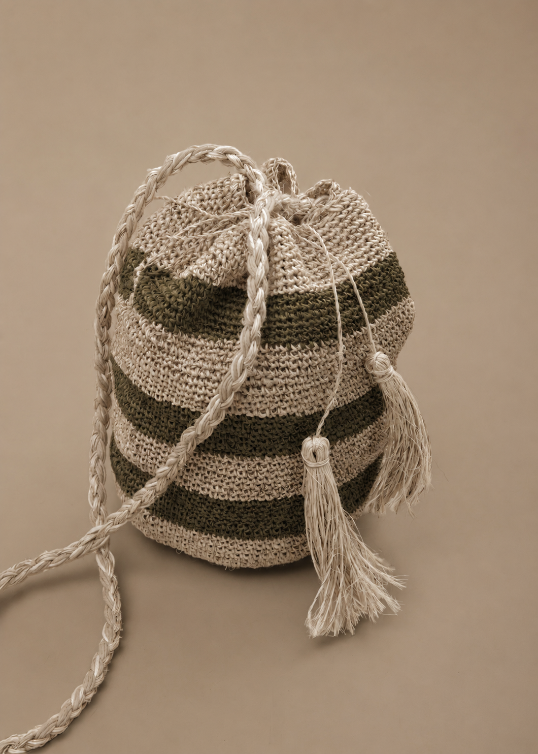 Fique Crossbody Stripes - Kakhi