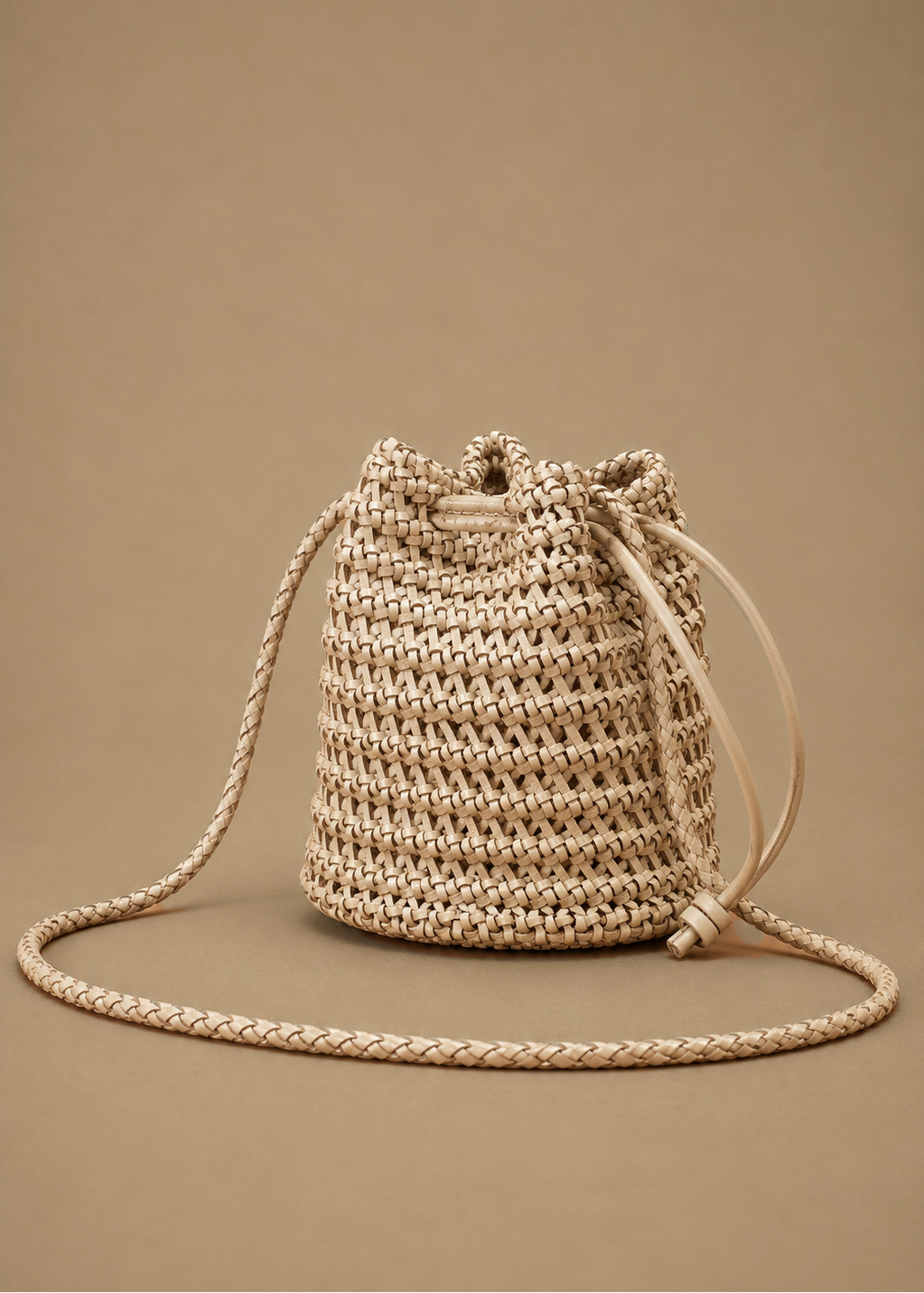Leather Nest Bucket - Ecru