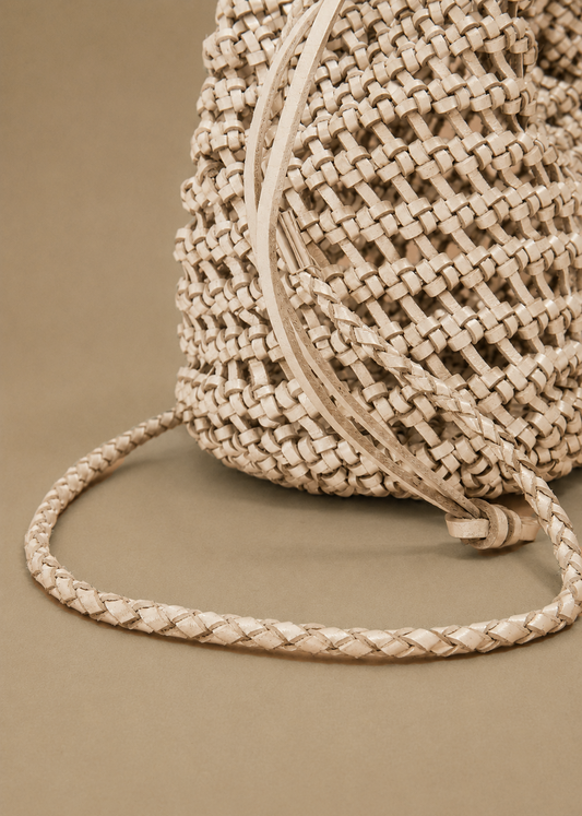 Leather Nest Bucket - Ecru