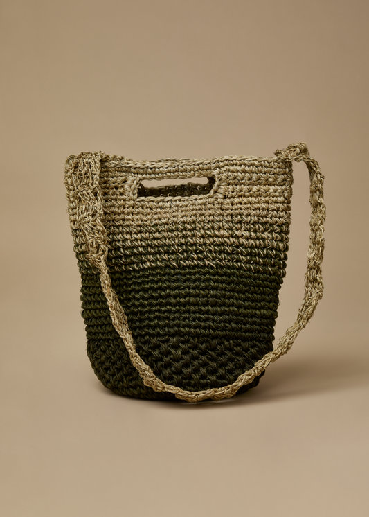 Mini Fique Crossbody Handbag Degradé - Khaki