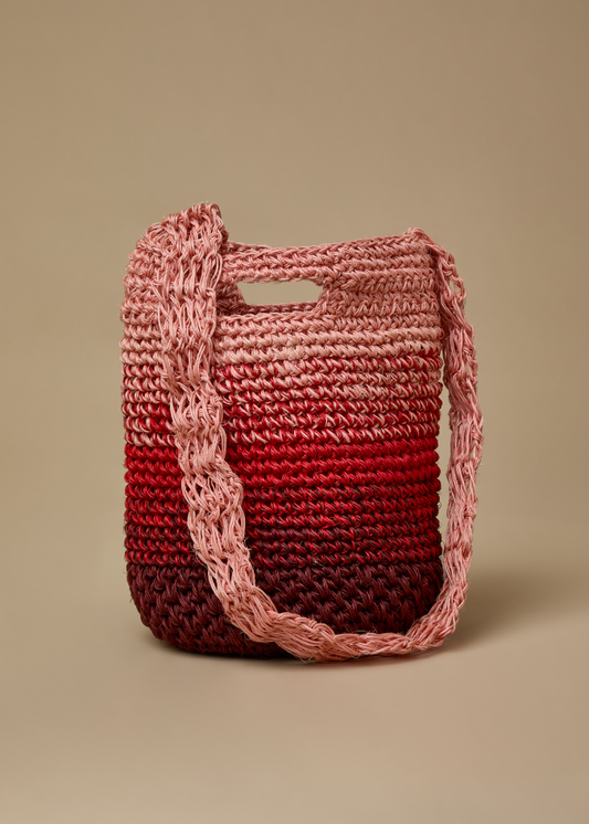 Mini Fique Crossbody Handbag Degradé - Cherry