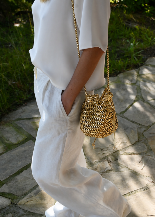 Leather Nest Bucket - Gold