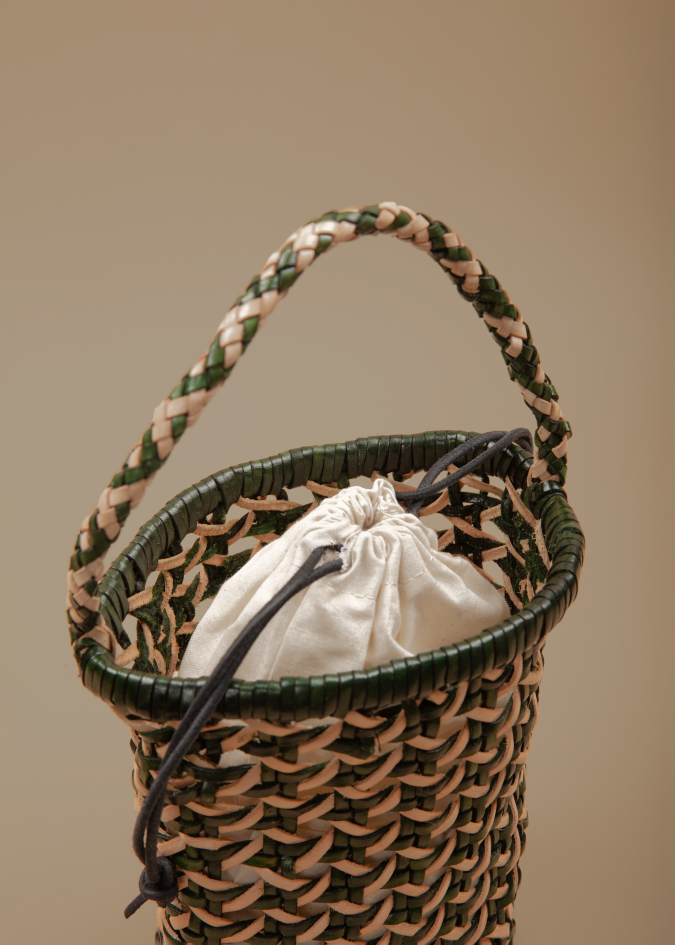 Leather Crossbody Chesca Green/Biege