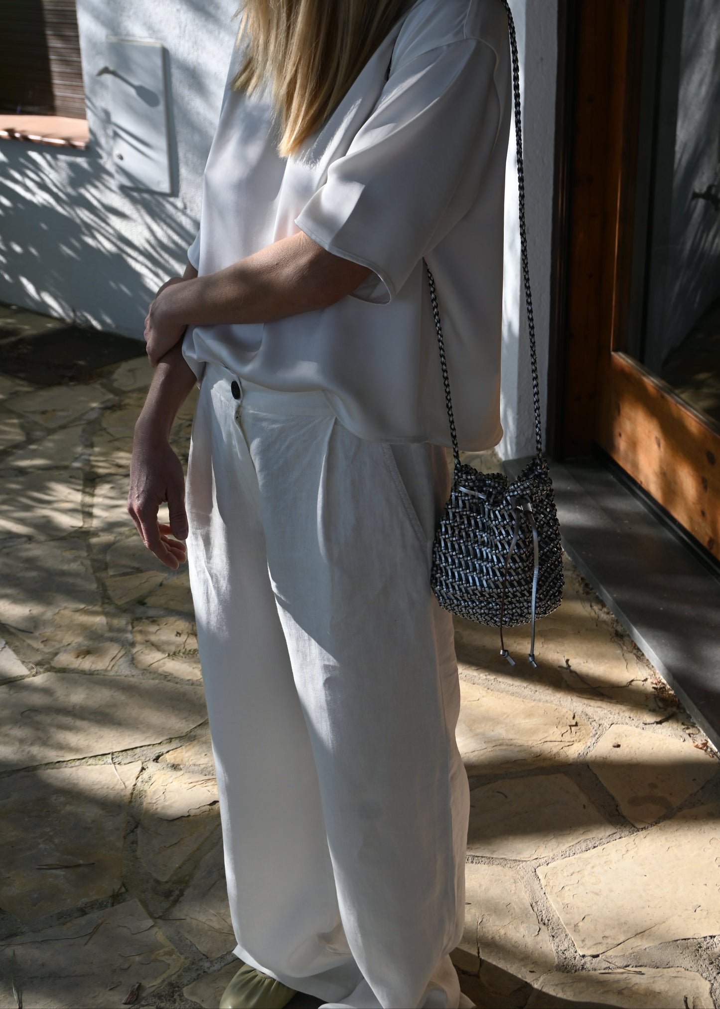 Leather Nest Bucket - Silver