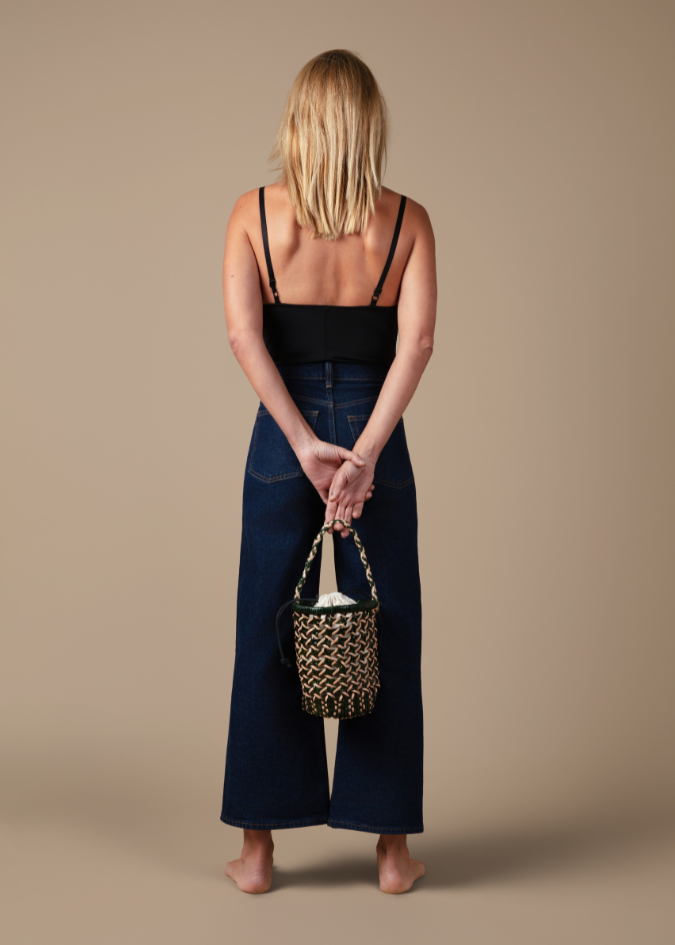 Leather Crossbody Chesca Green/Biege