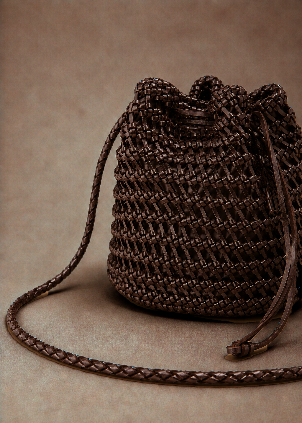 Leather Nest Bucket - Brown