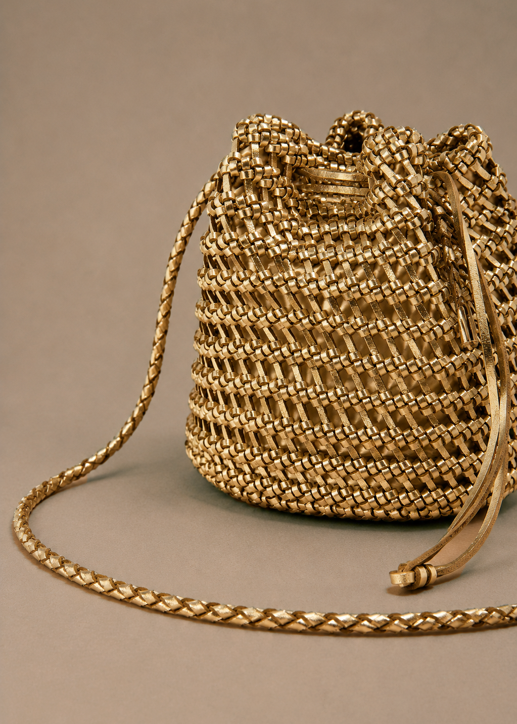 Leather Nest Bucket - Gold