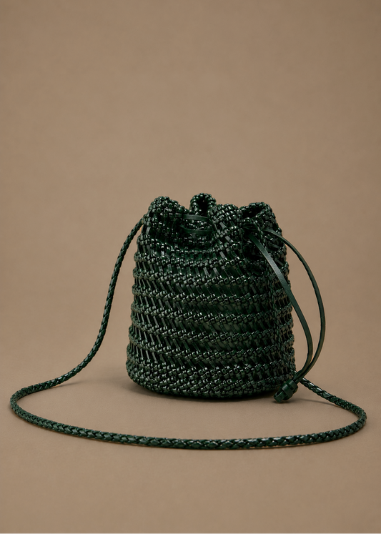 Leather Nest Bucket - Green