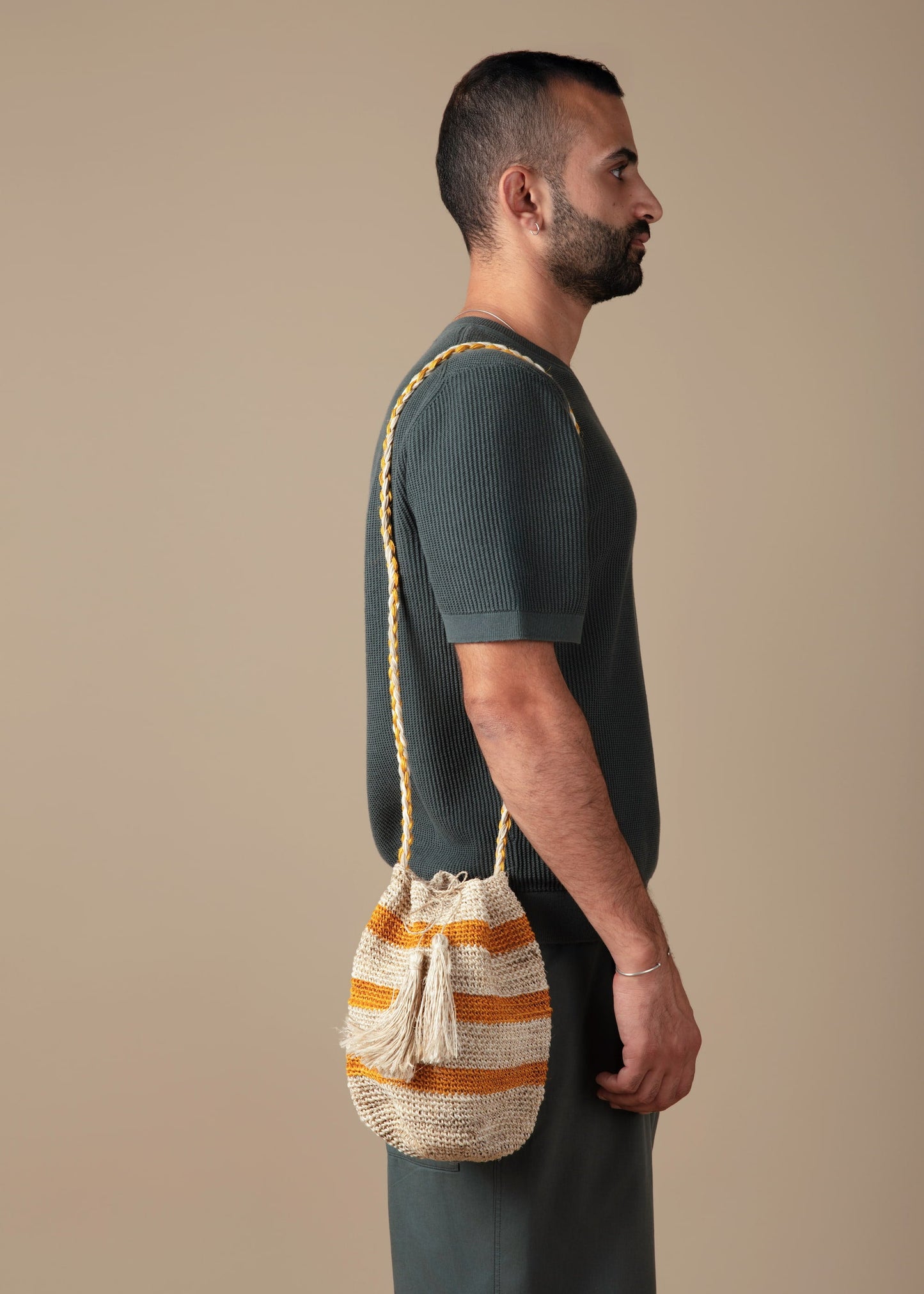 Fique Crossbody Stripes - Mustard